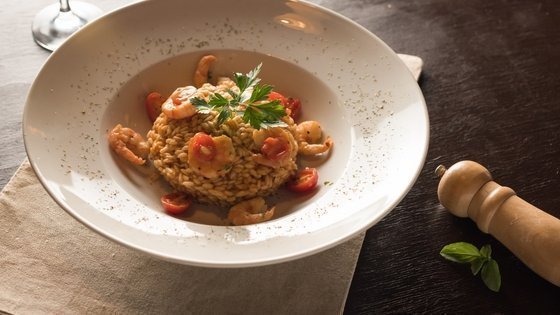 Hearts of Palm Risotto Sun Dried Tomato Basil and Shrimp