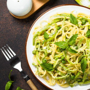 Low Carb Creamy Squash, Mushroom & Spinach Pasta