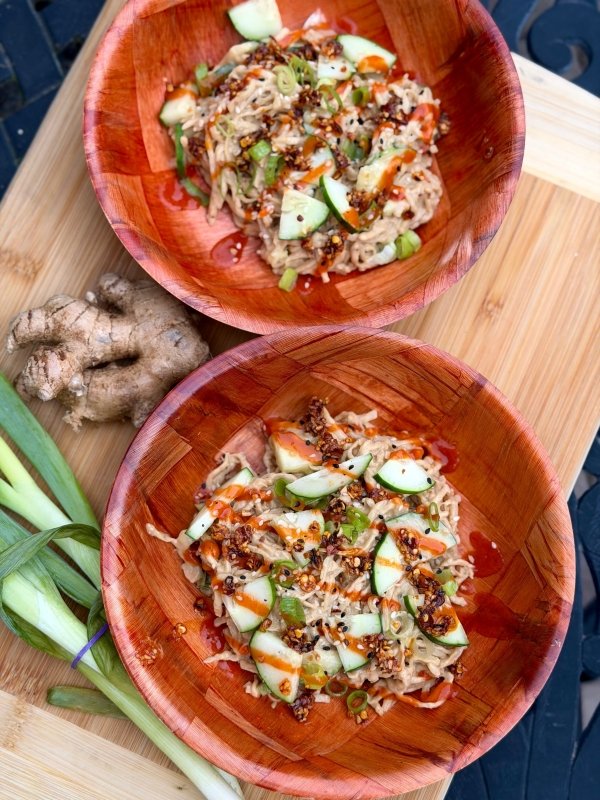 Chilled Hearts of Palm Spaghetti with Sunflower Ginger Sauce