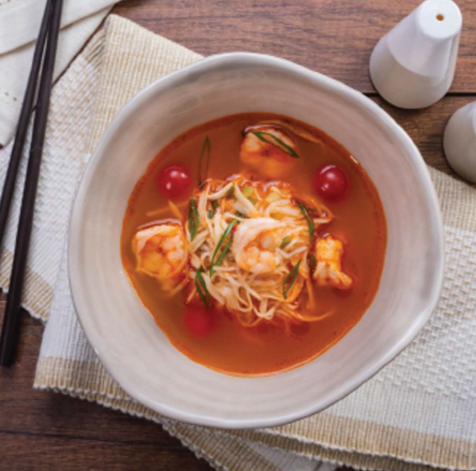 NATURAL HEAVEN ANGEL HAIR  SPICY SOUP WITH SHRIMP - By Chef Nicola