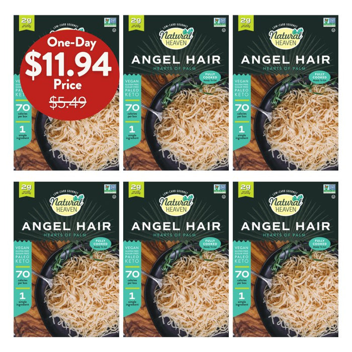 Angel Hair - Hearts of Palm Pasta - 6 count, 54oz (255g) each - Keto, Low Carb & Gluten-Free*